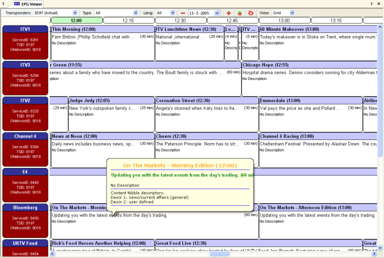 DVBAnalyzer: EPG Viewer
