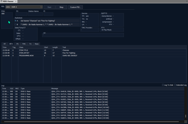 DVBAnalyzer: RDS Viewer