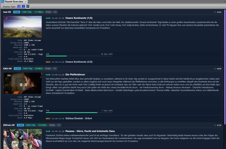 DVBAnalyzer: Thumb Overview